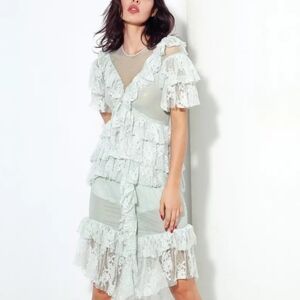 Mint lace and sheer dress